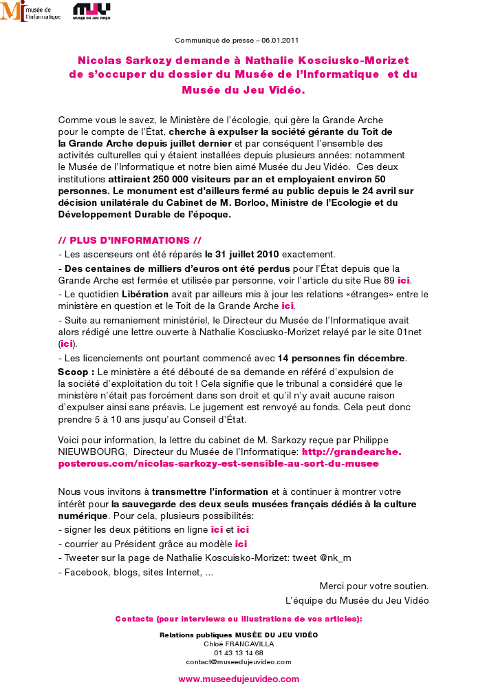 Pétition musée du jeu vidéo et de l'informatique