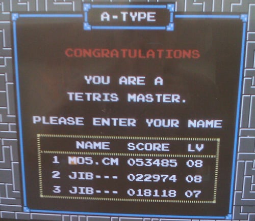 Mon Hi-score à Tetris