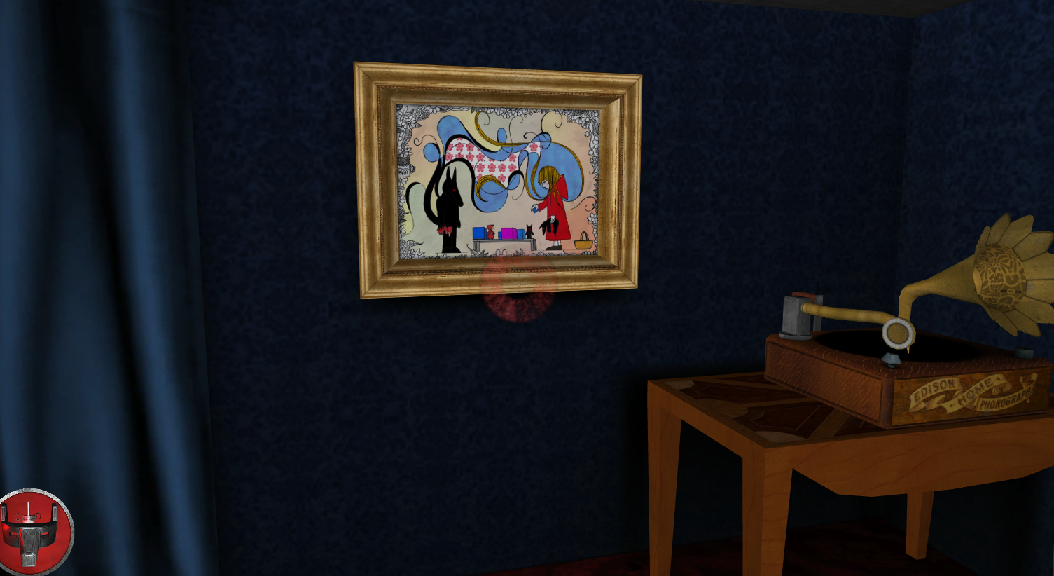 In the wolf's chamber (on the wall)