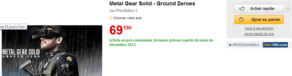 Précommander MGS 5 c'est possible !