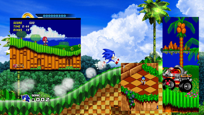 sonic 2, sonic 2 HD (amateurs), sonic 4, évolution du style graphique.