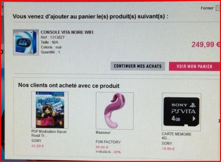 Qu'est-ce que les clients achètent avec la PS VITA sur le site de la Redoute ?