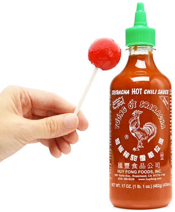 WTF IRL : SRIRACHA ROOSTER LOLLIPOP - La sucette pimentée