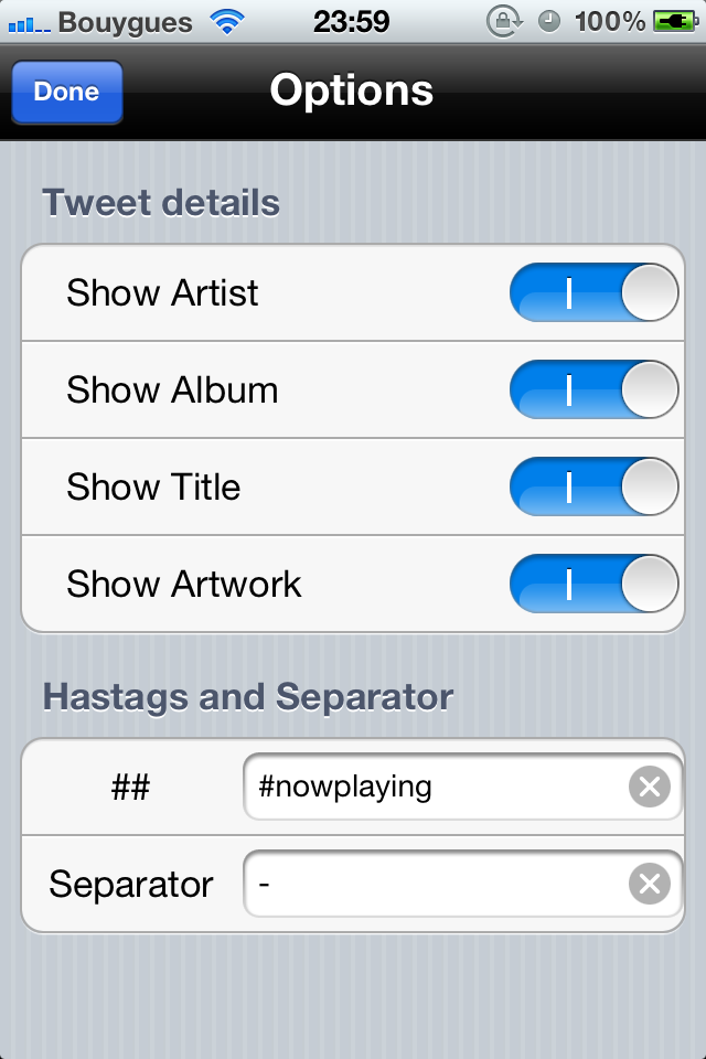 Mise à jour de TweetMyZic