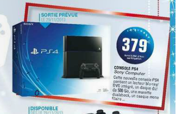 La PS4 à 379e en day one !