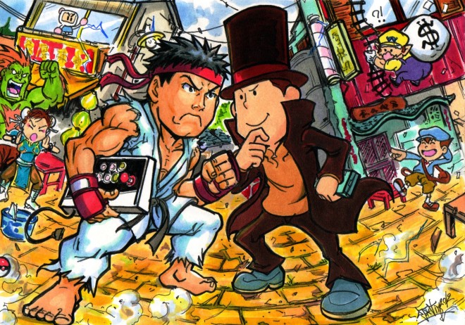 Clash Street Fighter vs Prof .Layton