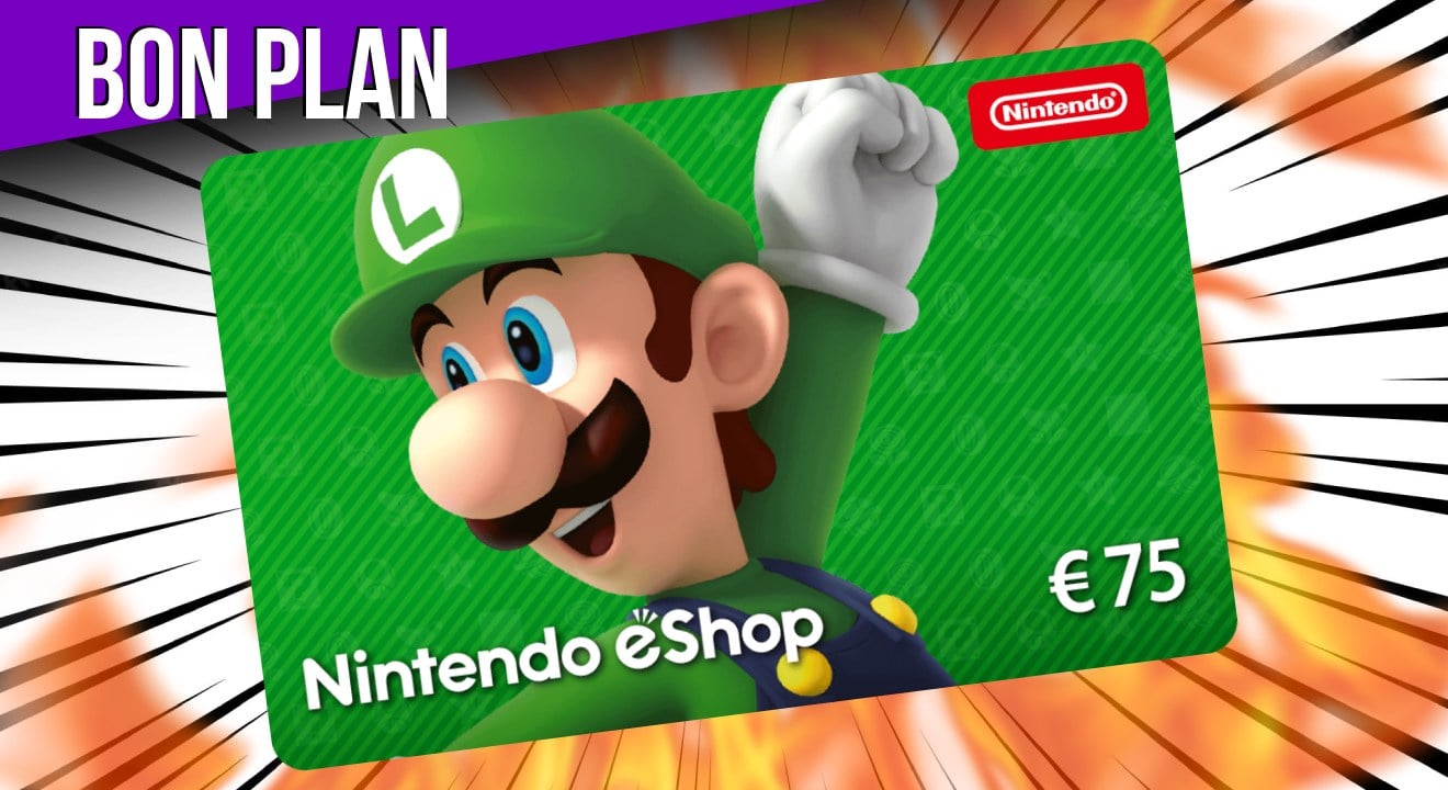 Carte Nintendo eShop d'une valeur de 75 € à seulement 63,02 € !