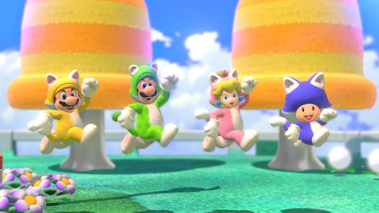 Mario et sa bande déguisés en chats.