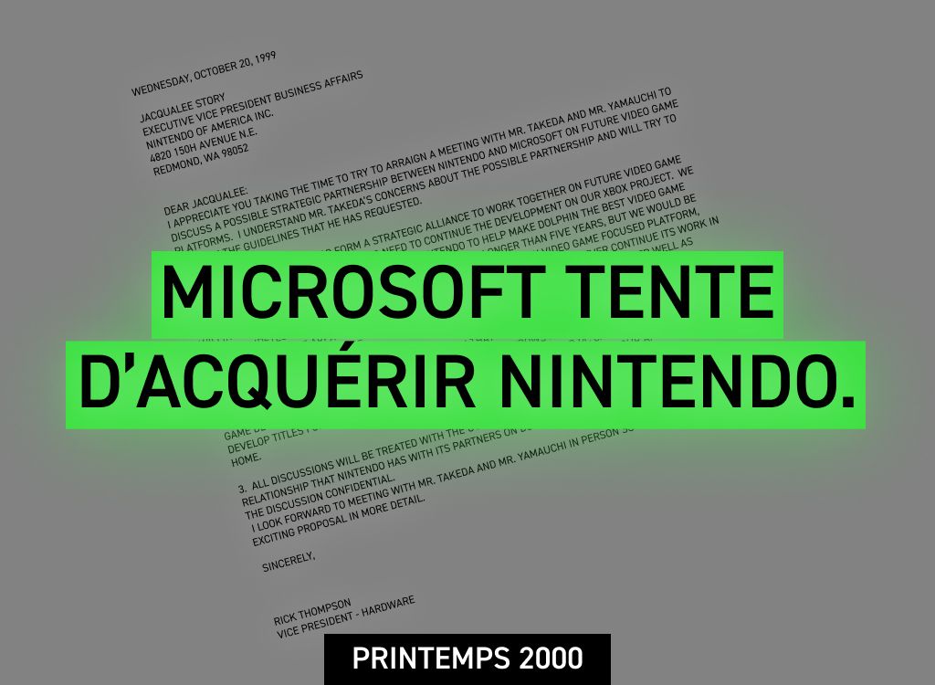 Lettre de Microsoft pour le rachat avorté de Nintendo.