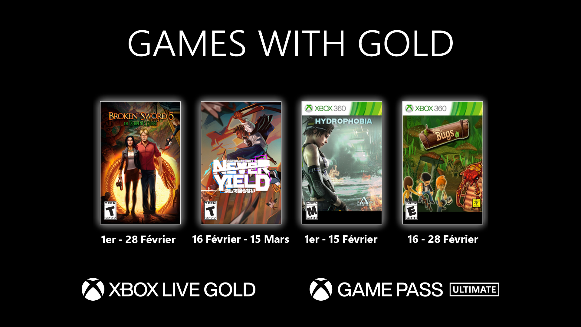 Xbox Games With Gold : Voici les jeux 