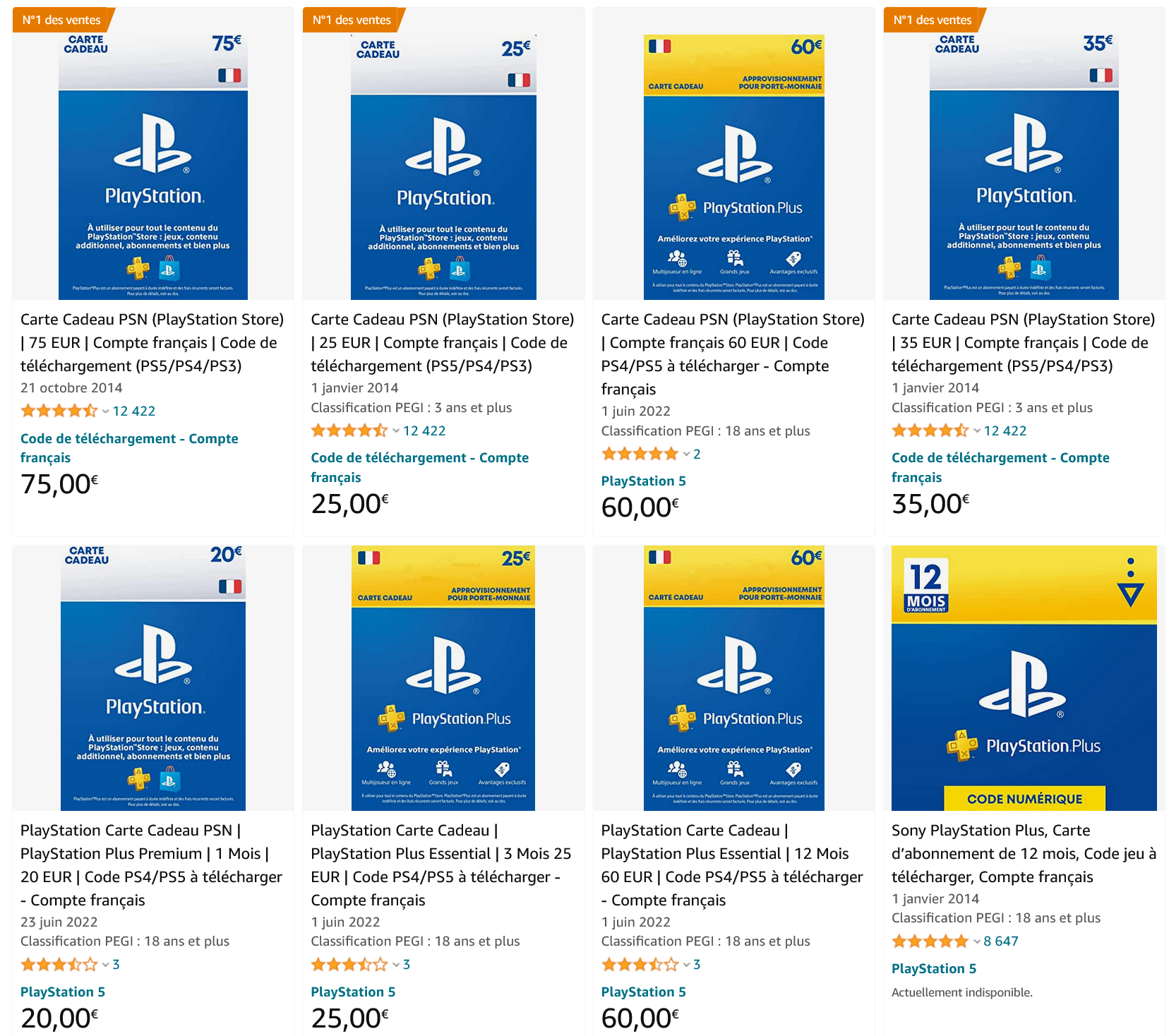 Carte Cadeau PlayStation sur PS4 et PS5