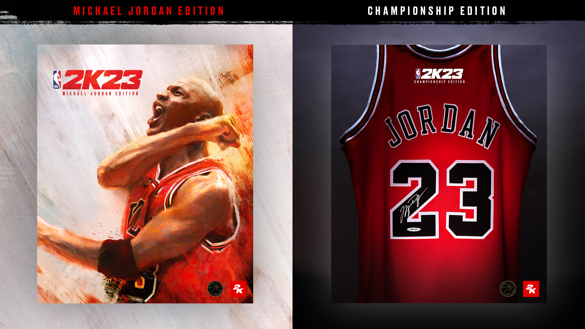 Jaquettes des éditions spéciales Michael Jordan de NBA 2K23. 