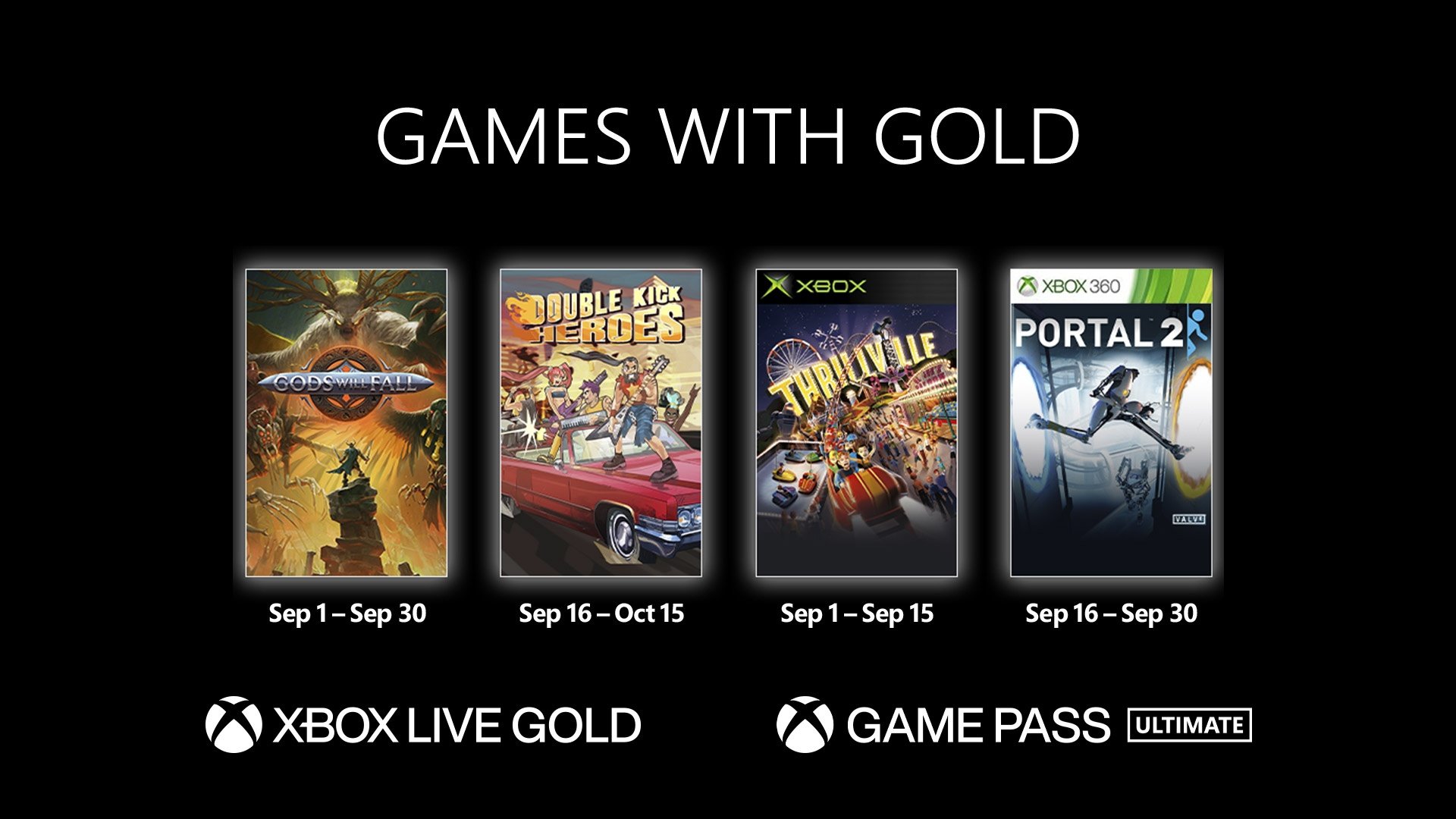 Jeux gratuits Xbox Games With Gold septembre 2022