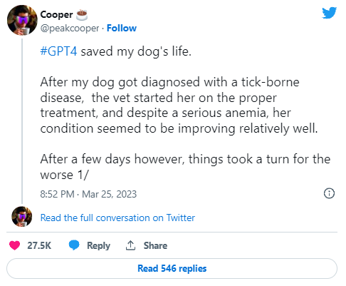 l'IA GPT-4 a permis de sauver la vie d'un chien