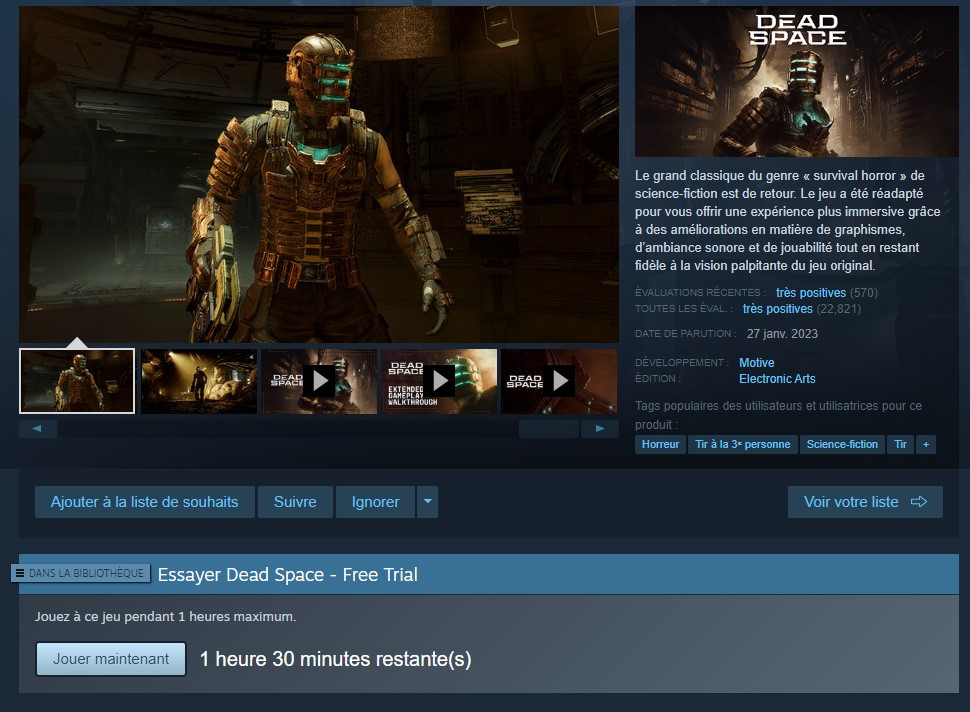 Steam dead space offre
