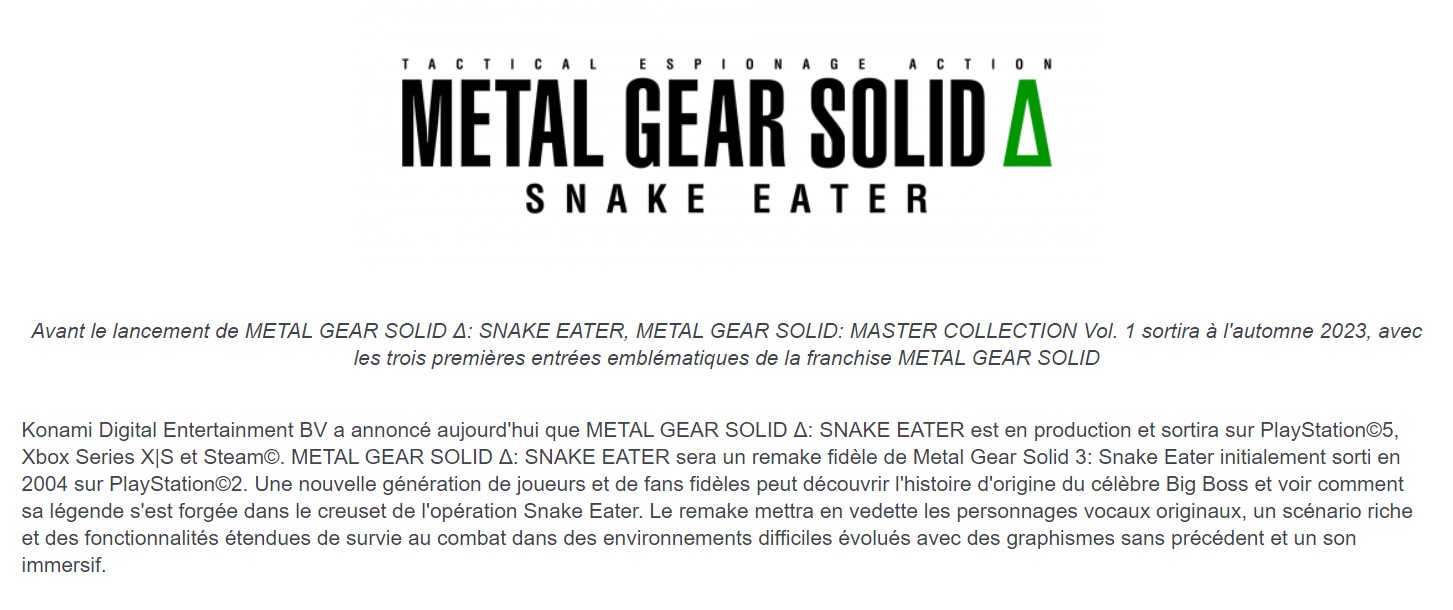 Metal Gear Solid 3 Remake