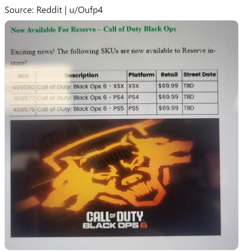 Call of Duty Black Ops 6 Leak