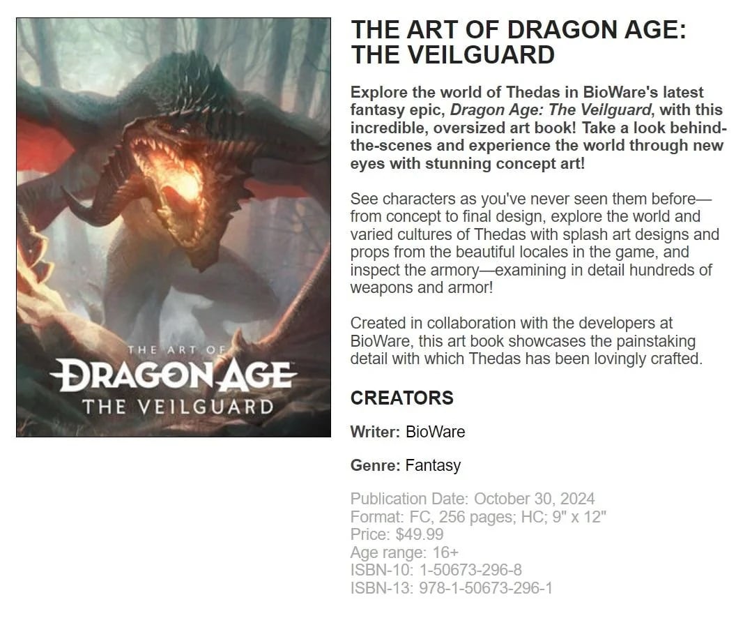 Dragon Age 4 Art Book