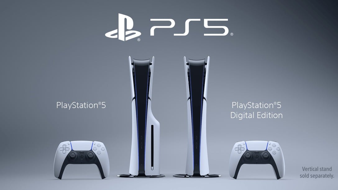 Image officielle des consoles PS5 Slim & PS5 Slim Digital Edition