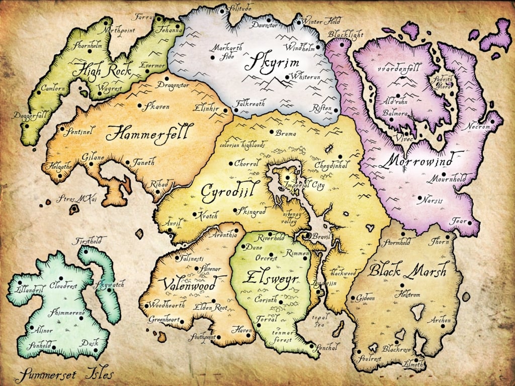 Carte du monde de The Elder Scrolls.