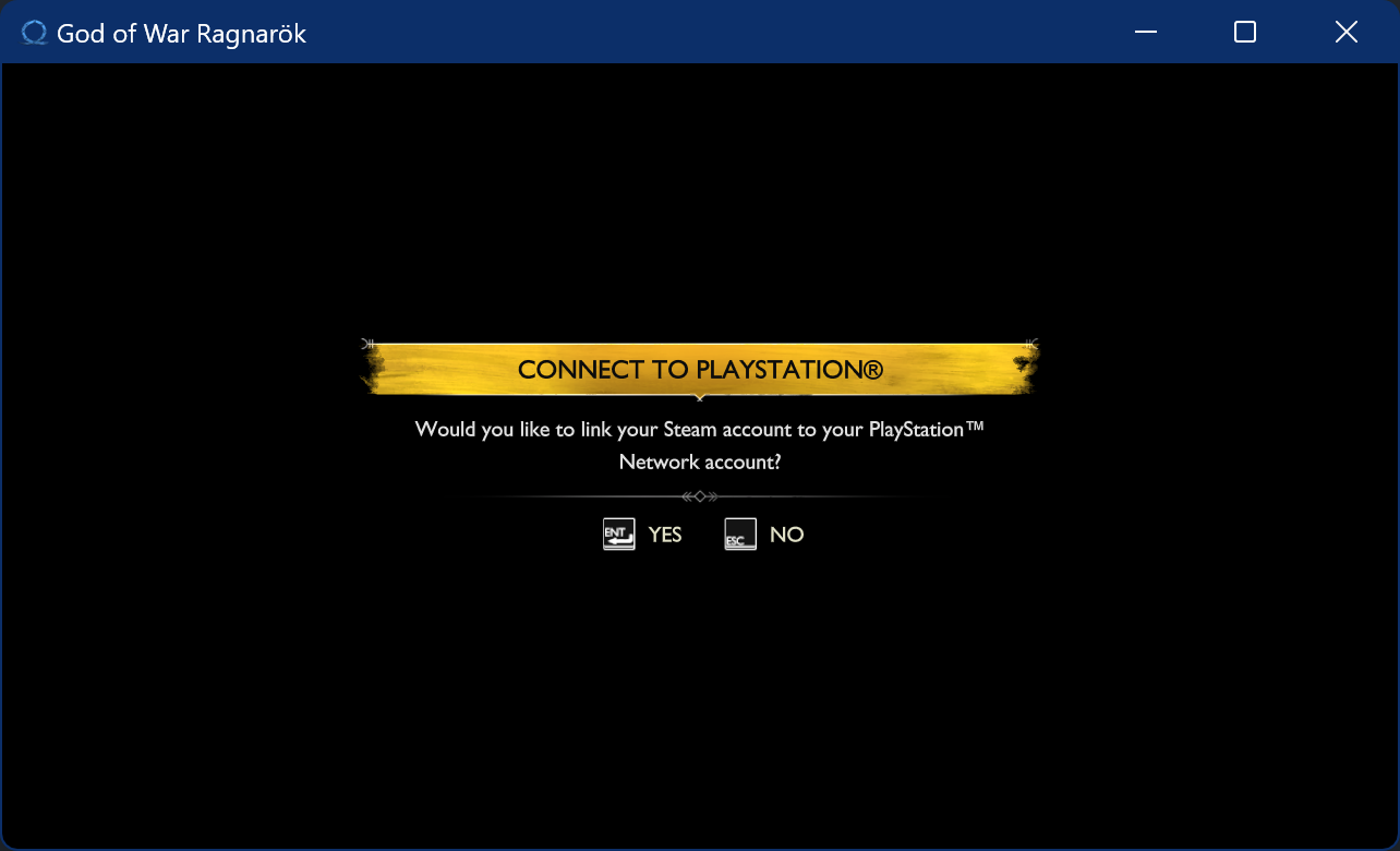 Fenêtre de connexion au PSN sur la version PC de God of War Ragnarok.