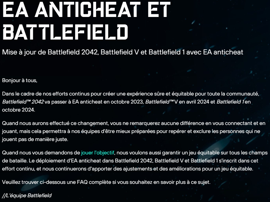 Battlefield mise à jour