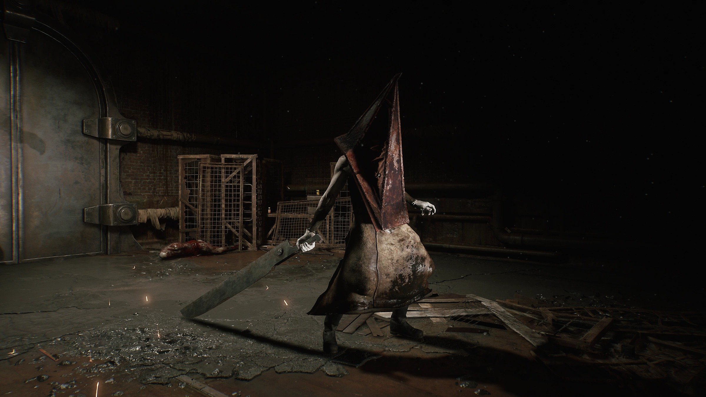 Silent Hill 2 Remake Pyramid Head combat screenshot