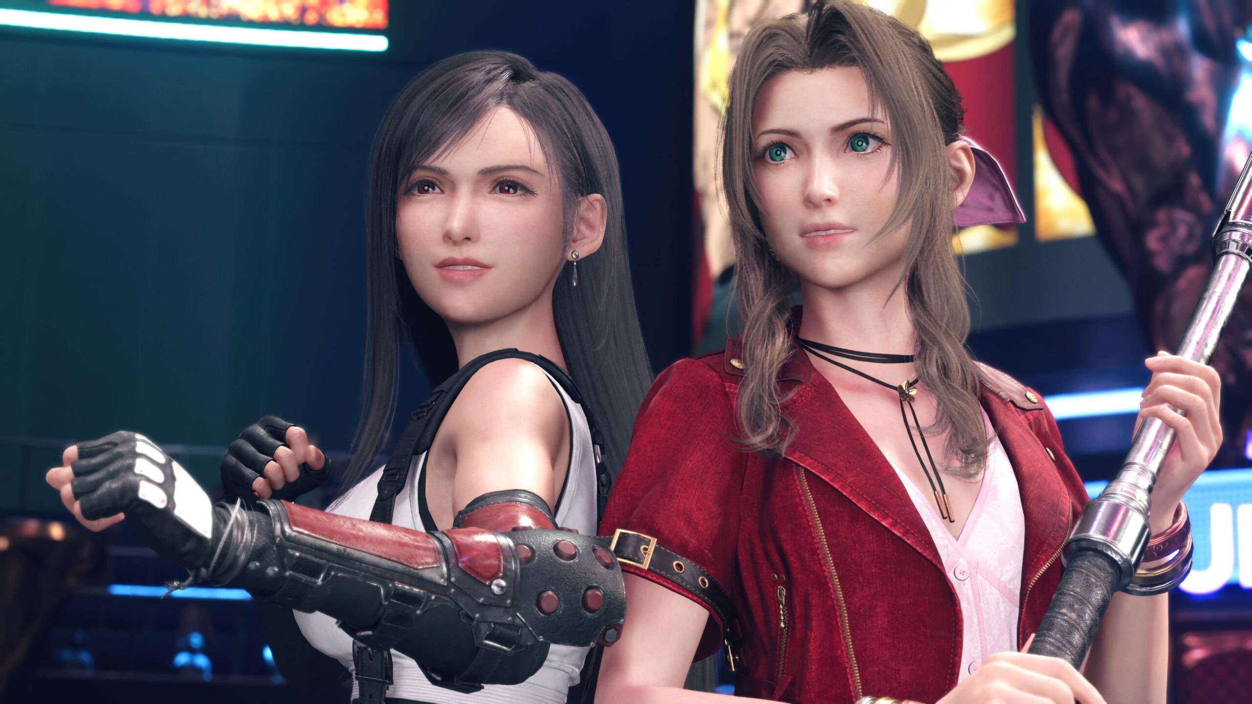 Image d'Aeris et Tifa dans FF7 Remake 2 à l'occasion de la mise à jour 1.050 qui apporte des améliorations sur PS5 Pro.