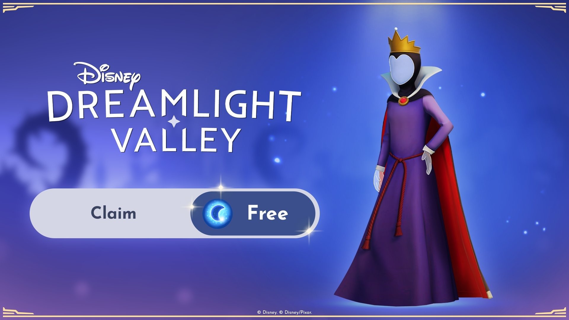 Image du costume Méchante Reine (Blanche-Neige) disponible gratuitement dans Disney Dreamlight Valley. 