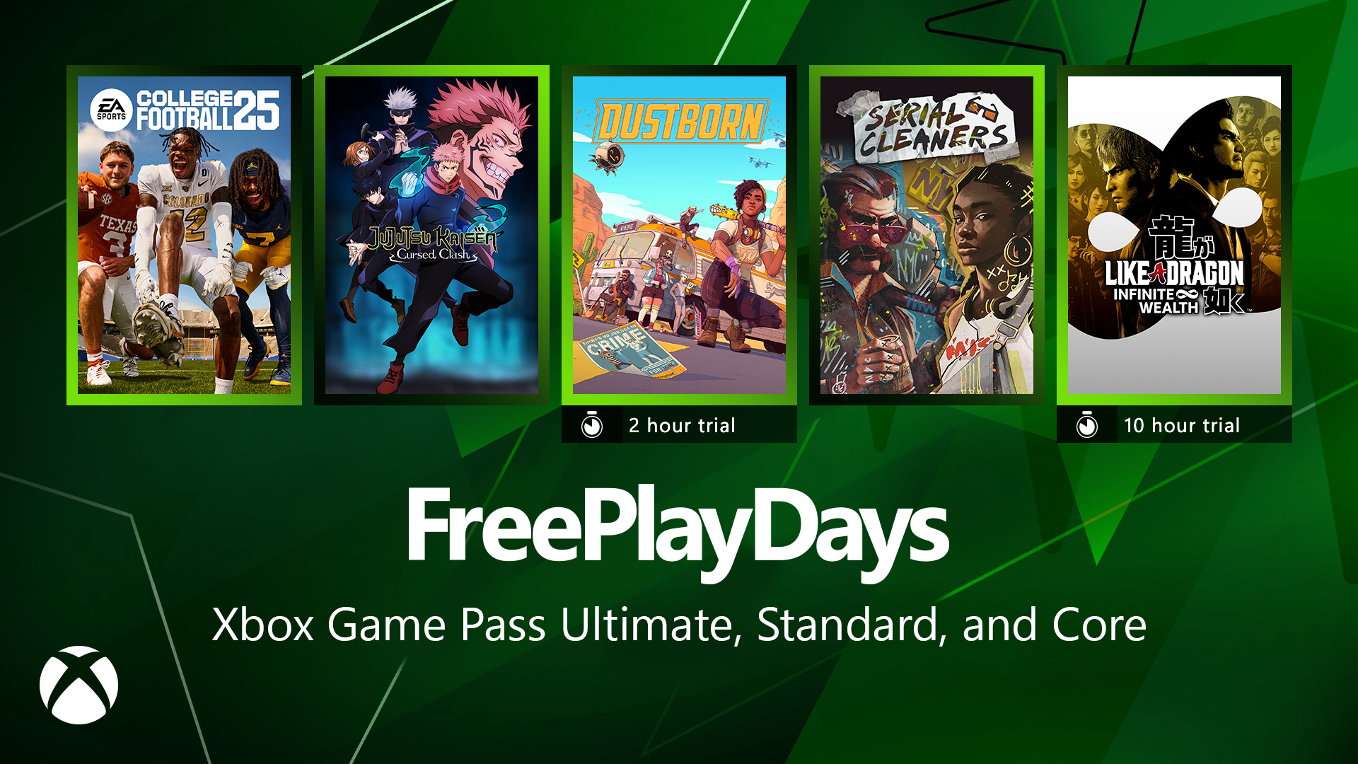 Liste des 5 jeux disponibles pendant les « Jours de jeu gratuit » du Xbox Game Pass du 14 au 18 novembre 2024.