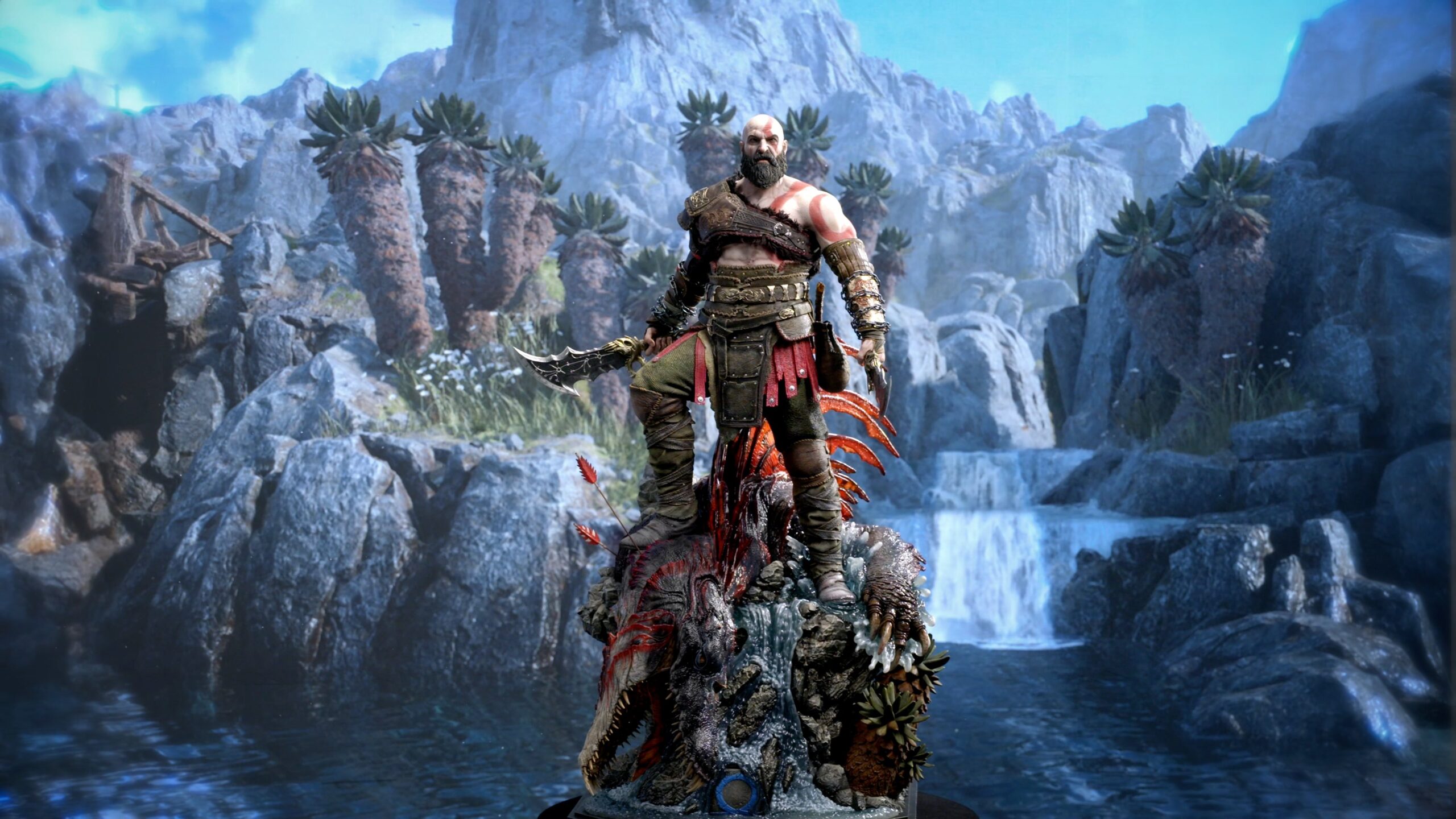 Statuette de Kratos tel qu'il apparaît dans God of War Ragnarol réalisée par Prime 1 Studio.