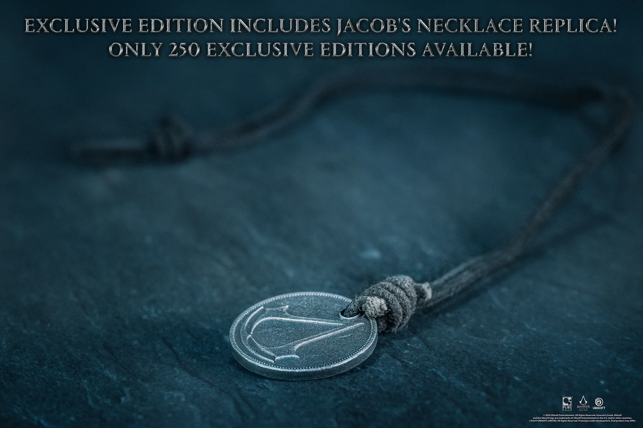 Reproduction du collier de Jacob Frye, le héros d'Assassin's Creed Syndicate, fabriqué par Pure Arts pour accompagner l'édition exclusive d'une statuette du jeu.