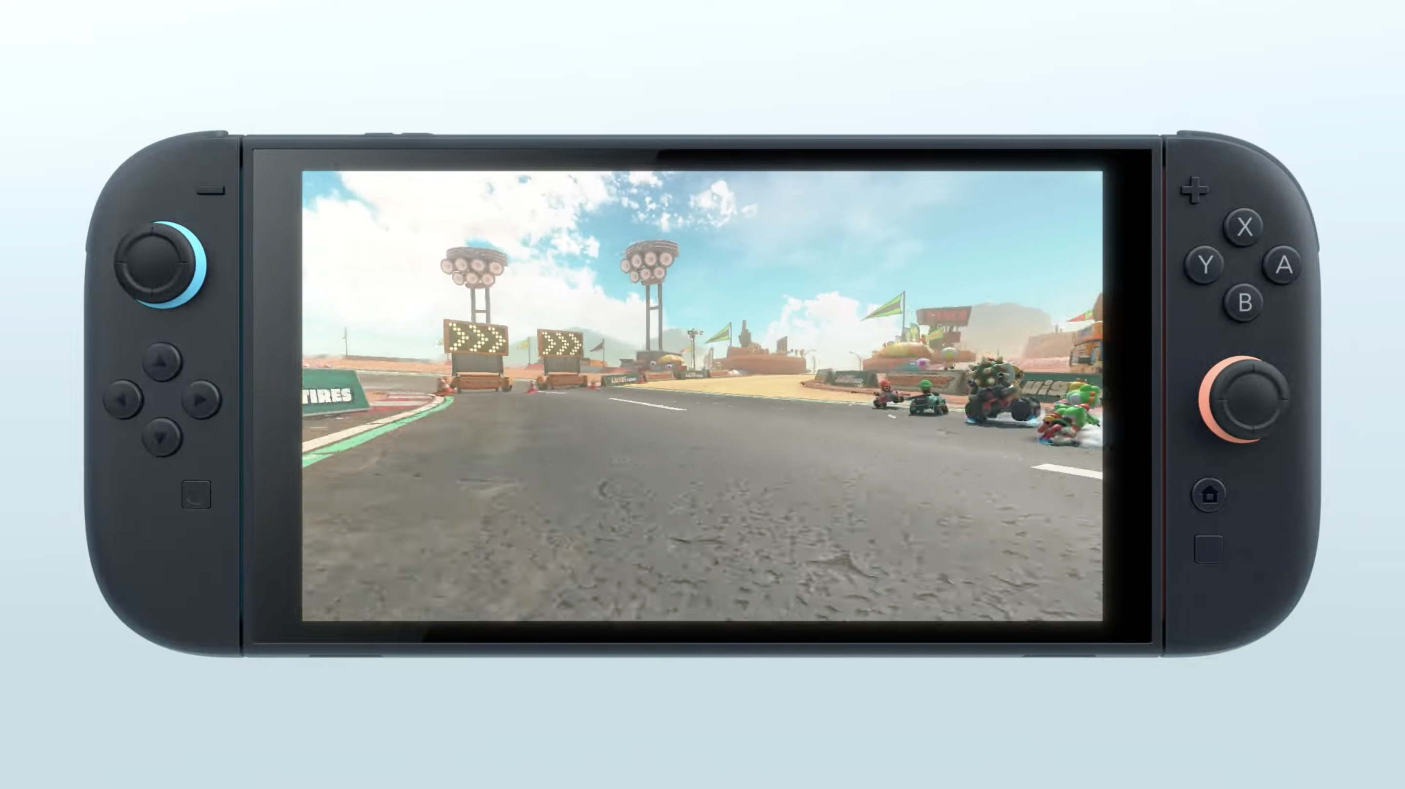 Aperçu d'une piste de course de Mario Kart 9 sur Nintendo Switch 2.