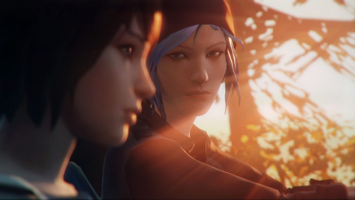 Chloe Price et Max Caulfield en voiture au moment du golden hour dans le premier Life is Strange.