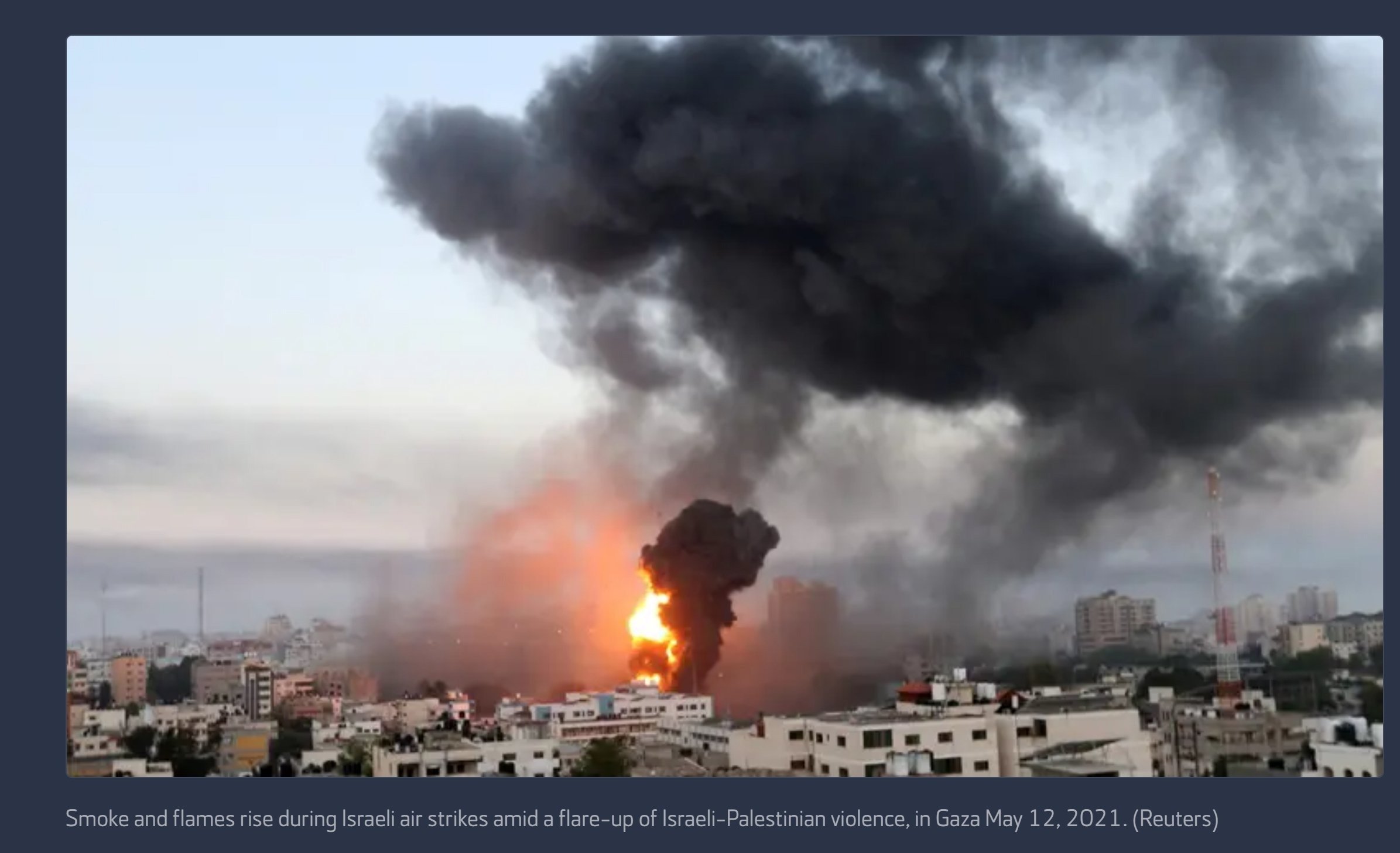 Image de bombardements à Gaza par Reuters