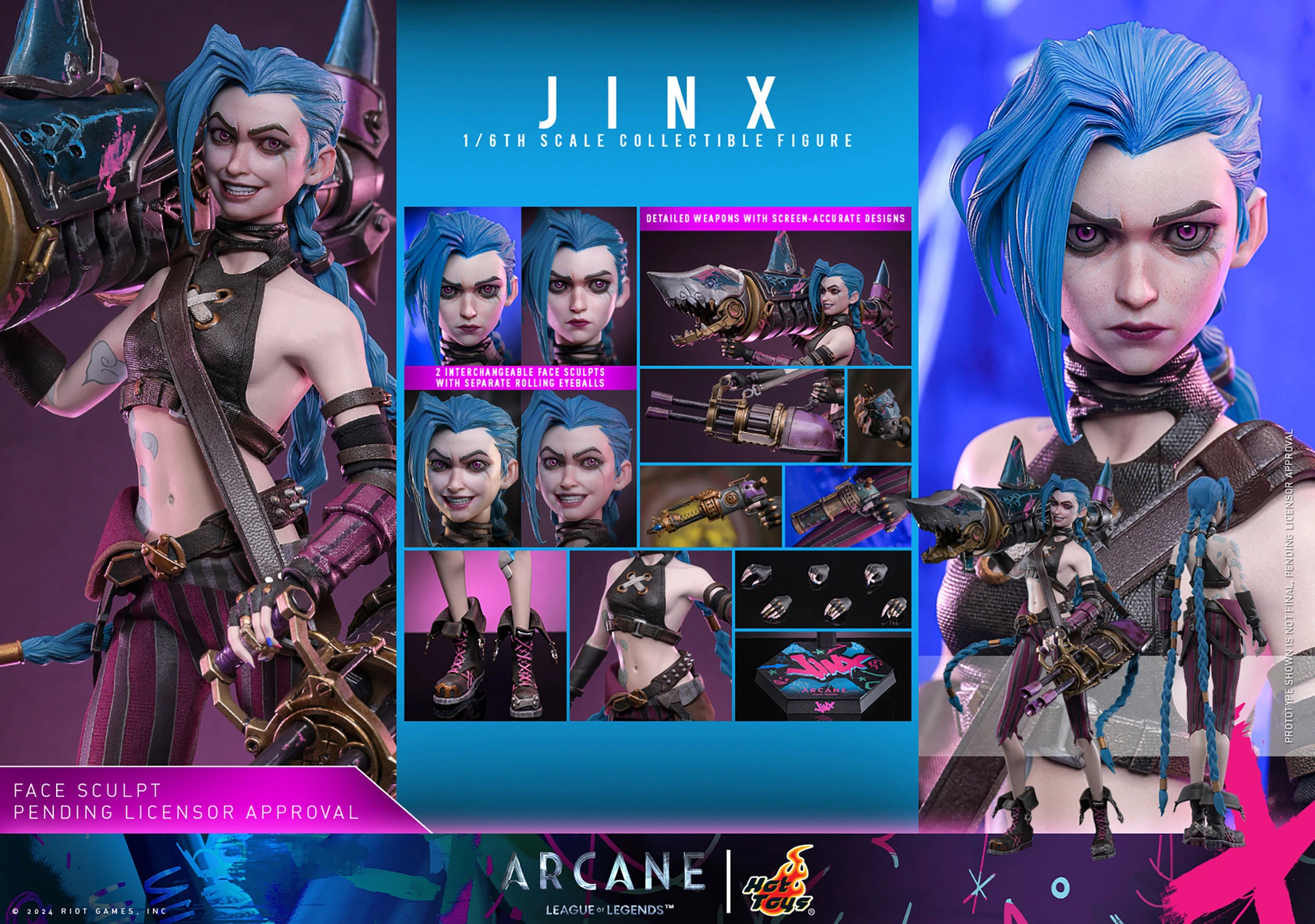 Figurine de Jinx de la saison 2 d'Arcane, fabriquée par Hot Toys.