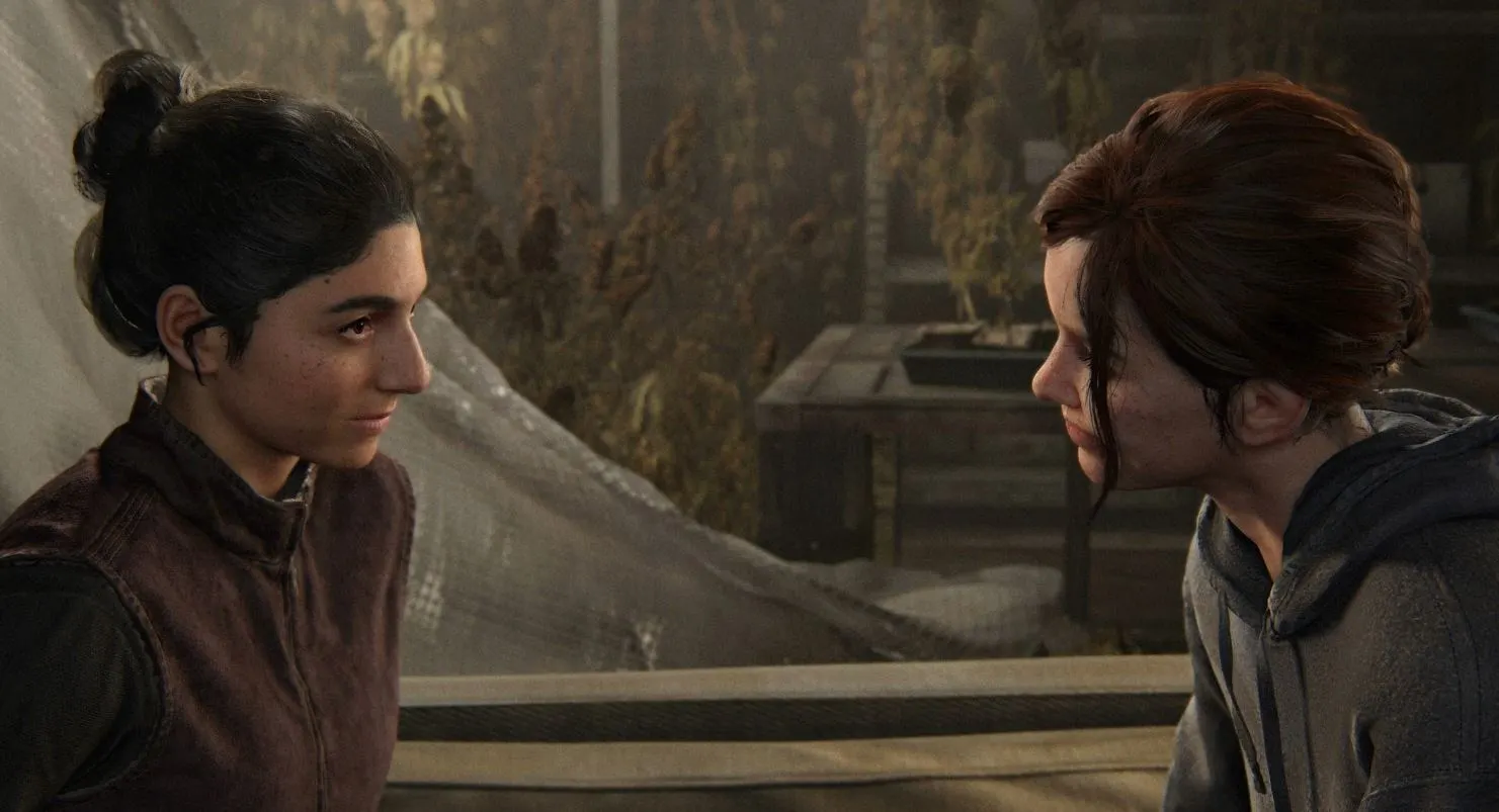 The Last of Us 2 : Dina et Ellie prêtent à échanger un baiser dans la planque d'Eugene.