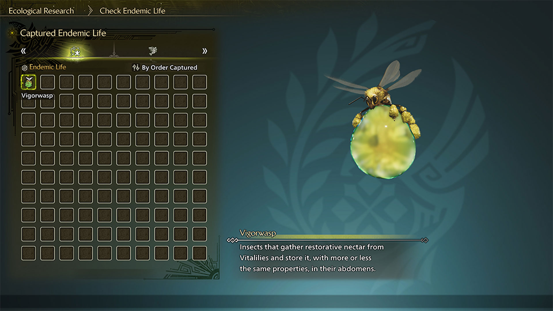 Monster Hunter Wilds Menu Vie Endémique