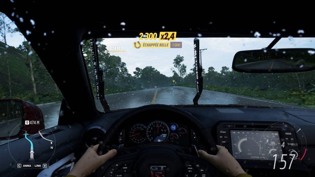 Forza Horizon 5 - vue intérieure sour la pluie